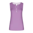 thumbnail image 5 of Homenesgenics Tank Tops with Built in Bras Women's 2025 Summer Solid Color Button Round Neck Sports for Outer Wear Short Tops Round Neck Purple L, 5 of 5