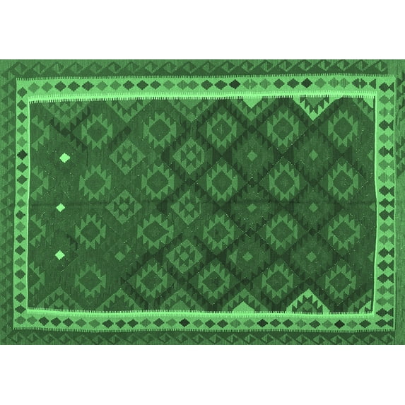 Ahgly Company Indoor Rectangle Oriental Emerald Green Traditional Area Rugs, 4' x 6'