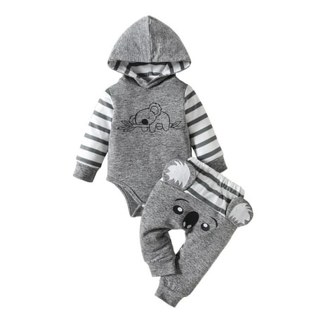 

TJAZFJPA Baby Outfits Girls Newborn Boys Girls Long Sleeve Cartoon Prints Hooded Romper Bodysuit Pants Outfits First Fourth of July Baby Girl Outfit Beach Outfits