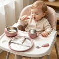 thumbnail image 6 of Lunxisen 1 Pcs Stainless Steel Suction Cup Fork And Spoon Set Toddler Self Feeding Utensils Non Silicone Suction Plate For Mealtime, 6 of 7