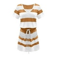 thumbnail image 4 of MELDVDIB Women's Summer Casual T-Shirt Mini Dresses Short Sleeve V-Neckline Striped Dress with Pockets, Gift, 4 of 6