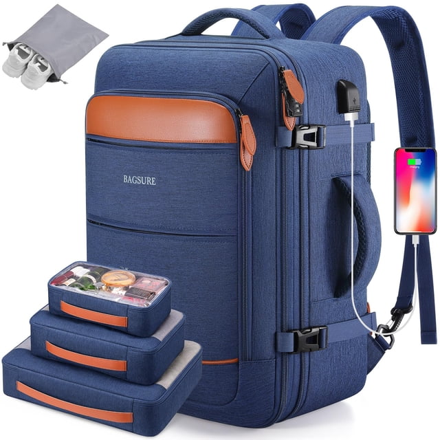 Mochila Bagsure Travel 42L para equipaje de mano con puerto USB