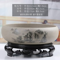 chaungfeng Chinese Ceramic Bowl Flower Planter with Stand, Lotus Bowls for Planting in Water, Ceramic Planters for Office Garden Indoor Outdoor, for Plants Leak-Proof Design
