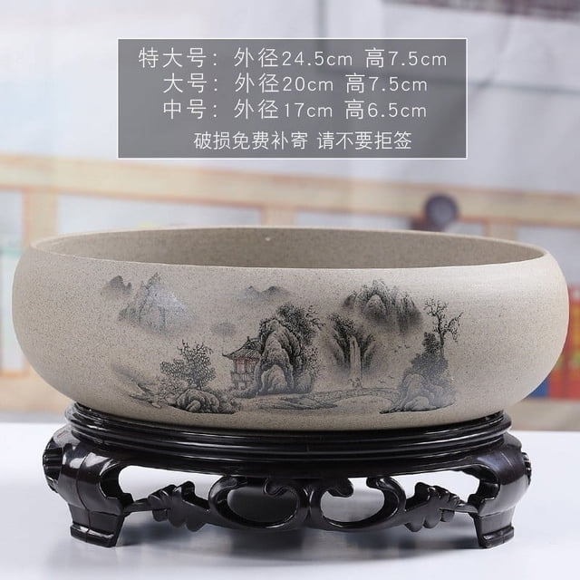 pstuiky Maceta hidropónica para plantas y flores|ideal para interiores y exteriores. Maceta china de cerámica con soporte|perfecta para bonsáis. Ideal para oficina