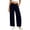 Navy, variant on Women's Cotton Linen Wide Leg Pants with Pockets, High Waisted Elastic Waist, Loose Fit Trousers for Summer Casual Commuting, Womens Pants | UKHCCC,Black L