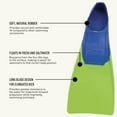 thumbnail image 4 of FINIS Long Floating Fins - Swimming Fins for Men, Women, and Kids - Swim Flippers to Improve Body Alignment - Swim Fins for Swimming Accessories - Blue/Lime Green, XXXS (Jr. 8-11), 4 of 7