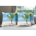 thumbnail image 6 of Ambesonne Tropical Throw Pillow Cover 4 Pack, Coconut Palm at Beach, 20", Blue Cream Green, 6 of 7