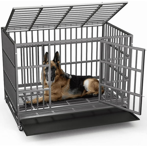Vitesse Heavy Duty Indestructible high Anxiety Dog Crate cage for Outdoor and Indoor with Removable Tray
