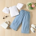 thumbnail image 5 of Girls Off Shoulder Casual Suit Ruffles T Shirt Tops Denim Trousers Clothes Outfits Little Girl Summer Sets, 5 of 8