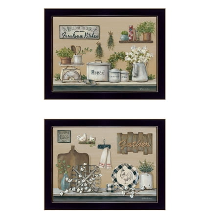 

Farmhouse Kitchen 2-Piece Vignette By Pam Britton Ready to Hang Framed Print Black Frame