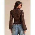 thumbnail image 5 of Sheer  Button Front Top with Deep V-Neck and Lantern Sleeves, 5 of 6