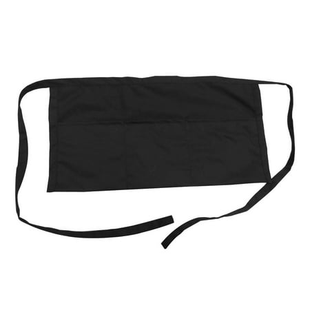 Opromo 3 Deep Pockets Waist Apron, Restaurant Half Aprons For Waiter, Chef, Baker, Servers, Polyester Cotton, 24 x 12