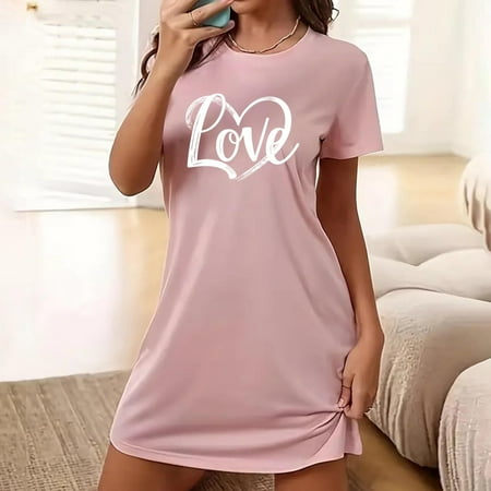 Women s Nightgown Round-neck Chemise Sleepwear Lace Nightwear Soft Lingerie for Women  3- Pink  XX-Large