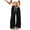 Black, variant on Women's Wide Leg Pants Fleece Warm Elastic High Waisted Drawstring Palazzo Pants Baggy Casual Trousers(Khaki,X-Large)