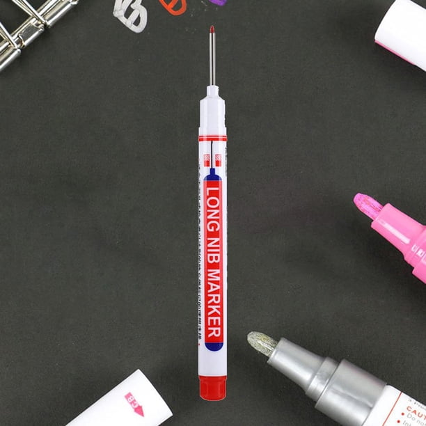 Marcador de cabeza larga Carpintería Multiusos Agujero profundo Rotulador Decoración (Rojo)