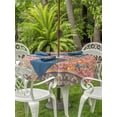 thumbnail image 3 of Outdoor Tablecloths with Umbrella Hole & Zipper, Purple Red Floral Boho Round Tablecloths 60 Inch, Vintage Ethnic Tribe Abstract Art Waterproof Table Cloth, Patio/Pool/Picnic Table Covers, 3 of 8