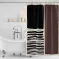 thumbnail image 3 of Brown Black Shower Curtain, Waterproof Shower Curtains for Bathroom, Modern Abstract Art Farmhouse Striped Washable Fabric Bathtub Curtain Set Bath Decor with 12 Hooks Long 72"x84", 3 of 8