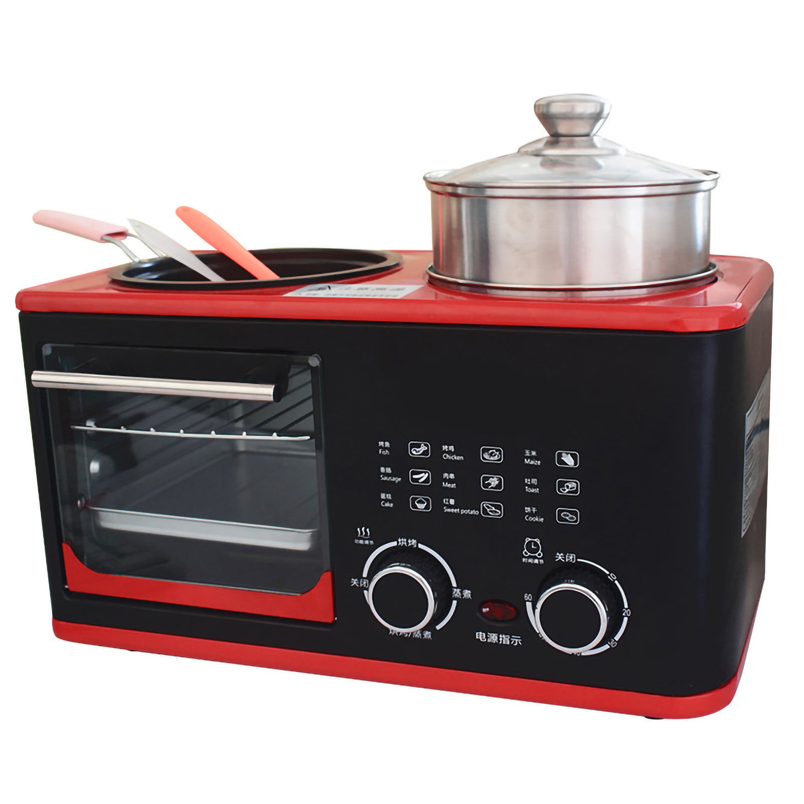 Breakfast Station, Toaster with Frying Pan, Portable Oven Breakfast Maker  with Coffee Machine, Non Stick Die Cast Grill/Griddle for Bread Egg  Sandwich