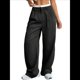 thumbnail image 3 of Pantalones A Rayas para Mujer, de Color Block, Cintura Alta, Pierna , Informales, para Trabajo y Oficina. Negro L, 3 of 9