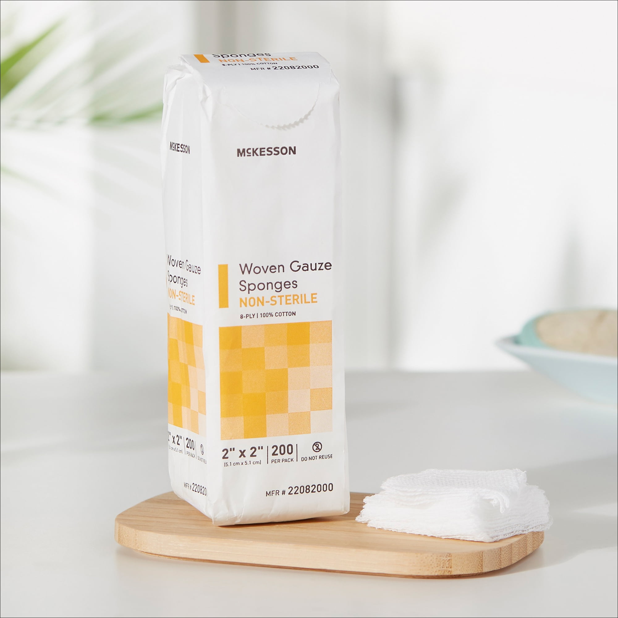 McKesson Woven Gauze Sponges, Non-Sterile 8-Ply Wound Pads, 2 in x 2 in, 200 per Pack, 25 Packs, 5000 Total