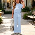 thumbnail image 4 of ATOGUTA Girls' Clothes Size 5T-15 Short Sleeve Shirt and Flare Pants Set Perfect for Casual School Outings Holidays Blue, 4 of 7