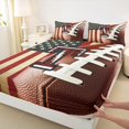 thumbnail image 3 of Homewish Monogrammed T Theme Queen Sheet Sets,Geometric Striped Flat Sheet,Rugby Sport Game Queen Fitted Sheet For Boys Kids,Ultra Soft Bedroom Decor,4-Piece, 3 of 7
