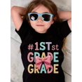 thumbnail image 2 of Young Boy's/Girls #1st Grade Cotton Graphic Tees, Back To School Clothes Girls, Black Summer Tops With Colorful Educational Theme, Gift For First Day Of School, Cute, Fun Kids Clothes Girls, 2 of 6