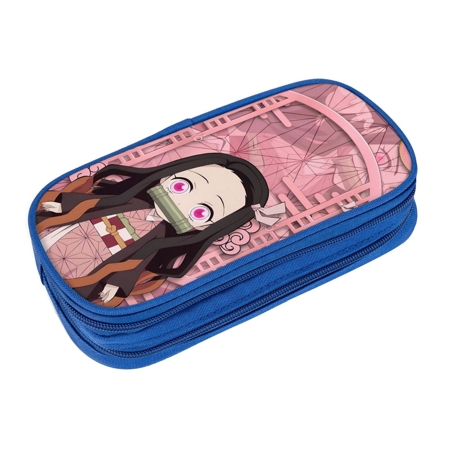 Kamado Nezuko Pencil Case Large Capacity Pencil Pouch Pen Bag Office Stationery Organizer Travel Makeup Bag Blue
