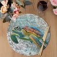 thumbnail image 3 of Coastal Turtle Round 15 Inch Placemats Set of 8, Farmhouse Ocean Nautical Marine Life HeatResistant Non Slip Place Mats for Dining Table, Wipeable Braided Kitchen Table Mats for Housewarming, 3 of 9