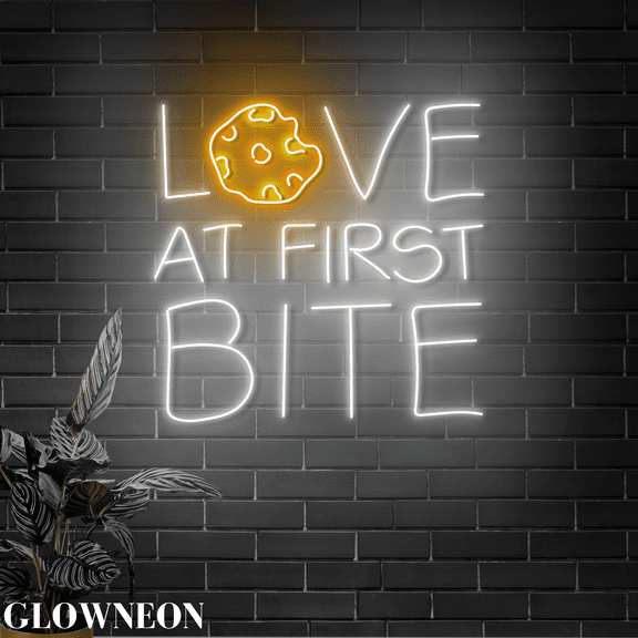 Glowneon Love At First Bite Led Sign, Cookie Cake Bakery Led Wall Art