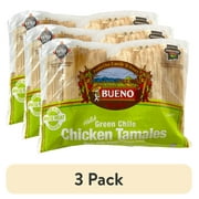 (3 pack) Bueno Foods Green Chile Chicken Tamales, 18 oz, 6 Count (Frozen)