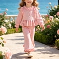 thumbnail image 5 of Staki Toddler Baby Girl Fall Clothes 2Pcs Ruffle Plaid Winter Outfits Toddler Girl Outfits Long Sleeve Ruffle Shirt Pants Cute Infant Outfit Set 6M-4T(Pink,12-18 Months), 5 of 5