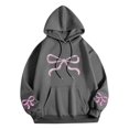 thumbnail image 5 of Byworldtasic Womens Sweatshirts Women's Bows Prints Pullover Hoodie Long Sleeve Loose Fit Solid Color Y2K Fashion Sweatshirt, 5 of 5