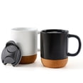 thumbnail image 1 of 350ML Matte Black Coffee Mug with Grip Handle Cork Bottom Detachable Dustproof Lid Heat-Resistant Ceramic Tea Milk Water Cup Birthday Gift, 1 of 7