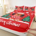 thumbnail image 3 of Homewish Cartoon Dachshund Animal Queen Sheet Sets, Xmas Tree Snowflake Flat and Fitted Sheet, Merry Christmas Breathable Home Decor, 4pcs, 3 of 7