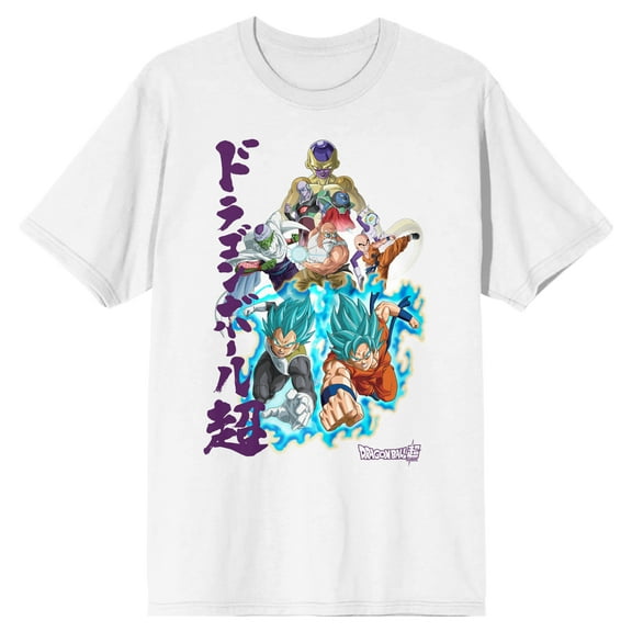 Dragon Ball Super Super Saiyan Blue Characters Adult White Crew Neck Short Sleeve T-shirt-Small