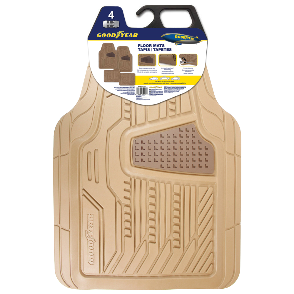Goodyear All Weather Trim to Fit Rubber Floor Mats, Beige 4 Piece