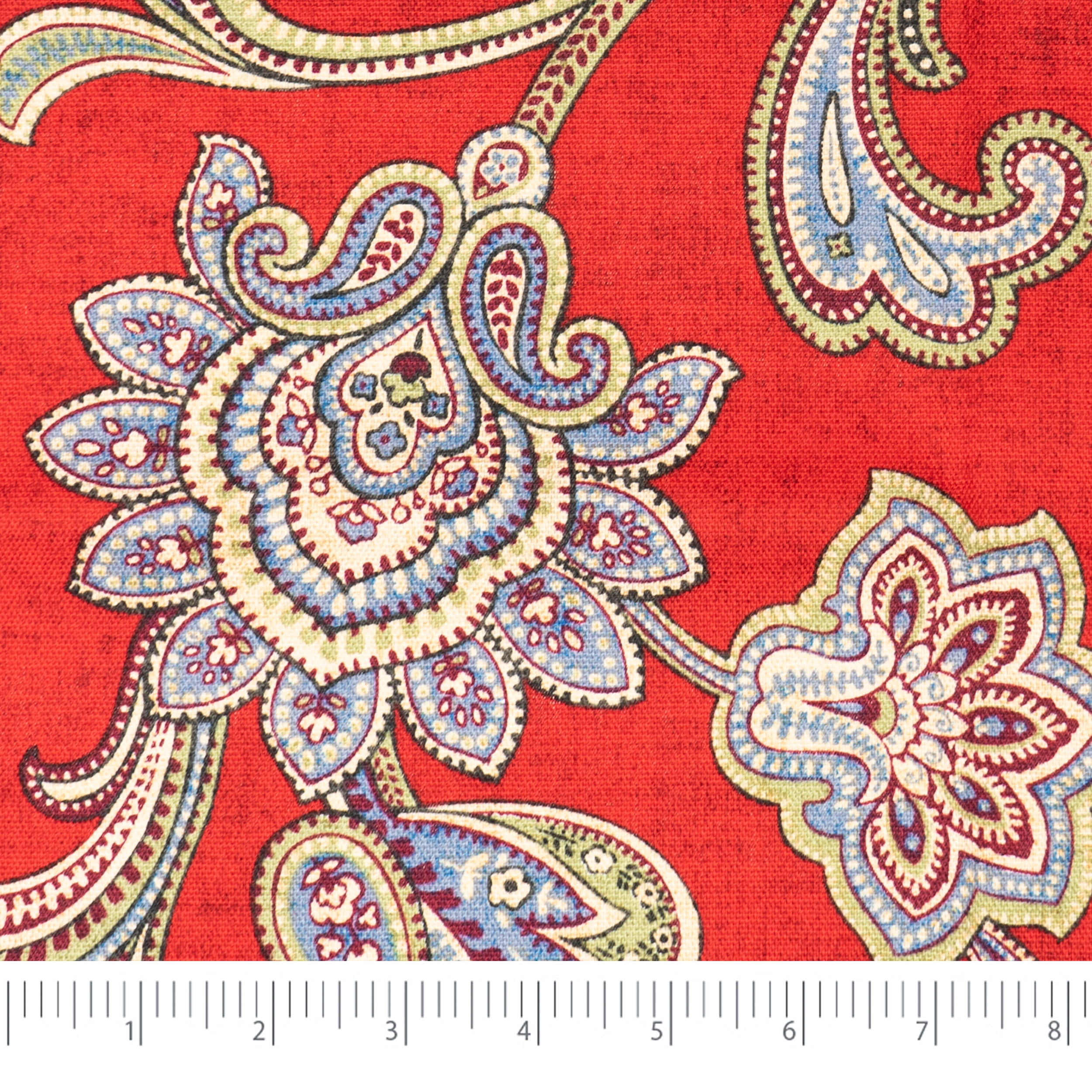 Waverly Inspirations 2 Yard Cut 100% Cotton Duck Print Fabric Paisley Red, 45" Wide for Quilting & Sewing