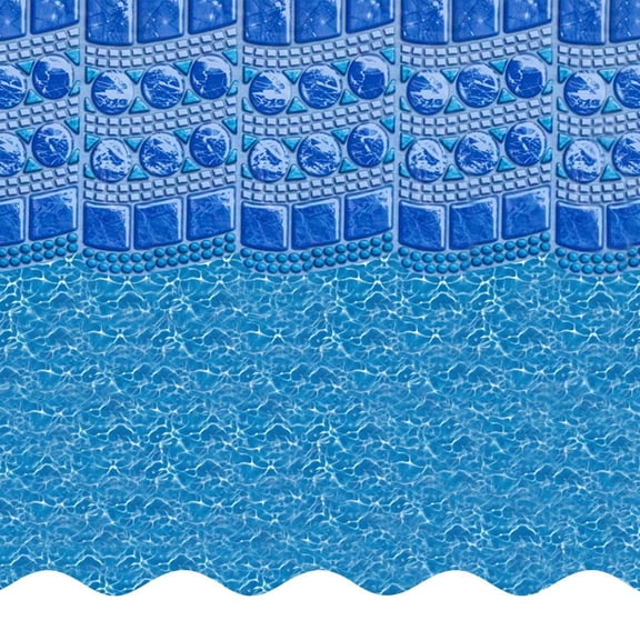 SmartLine 15' x 25' Oval Swirl Tile Overlap Above Ground Swimming Pool Liner, 48"/52" Height , 25 Gauge