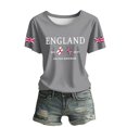 thumbnail image 3 of Women Blouses Short Sleeve Shirts British Print Crew Neck T Shirt Casual Tee Top Ladies Fashion Trendy Blouse S, 3 of 3