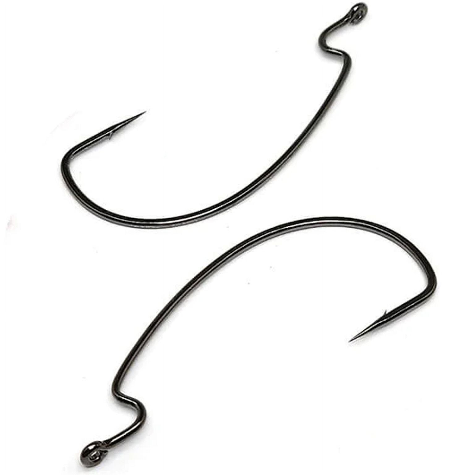 Gamakatsu Worm Offset EWG Hook in High Quality Carbon Steel, Size 1/0, NS  Black, 6-Pack 