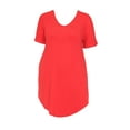 thumbnail image 4 of White Mark V-Neck Folded Sleeves Knee-Length Dress with Pockets, Women's Plus, 1X-3X, 4 of 6