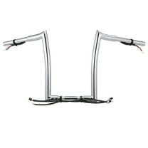MoKitDora Sportster Dyna Softail Pre-wired Ape Hangers 12" Rise 1.25" Fat 1" Clamp Handlebar Meathook Bars for 12-17 Dyna Softail 2014-up Sportster, Chrome