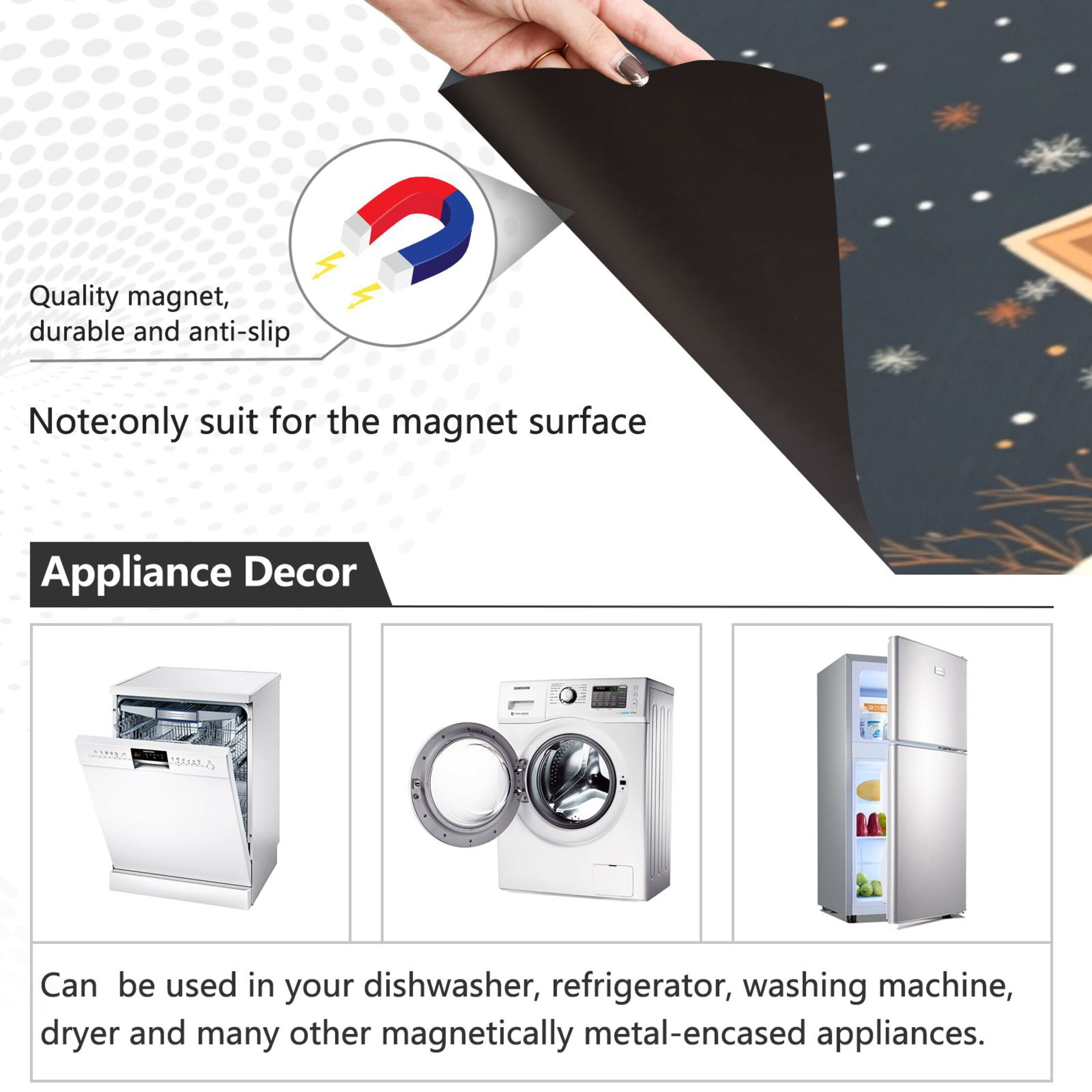 Dishwasher Magnetic Sticker 23x26 Inch Refrigerator Magnetic Sticker Washing Machine Magnetic Sticker Kitchen Panel Magnetic Sticker Home Decor Cartoon Christmas House