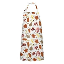Autumn Fall Leaves Pattern Apron-Garden Aprons for Women with Pockets-Cotton Linen Waterproof Kitchen Cooking Gardening Aprons Adjustable for Kitchen,Cooking,BBQ and Salon 33"x27"