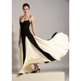 thumbnail image 2 of Vestido de fiesta EEMEII con tirantes finos, retazos, negro y rojo, largo, 2 of 8