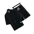 thumbnail image 2 of Hombres Camiseta corta pantalones traje de moda piel amigable texturizado masculino corto camiseta deportes pantalones traje para la escuela, 2 of 8