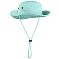 thumbnail image 5 of Wide Brim Hiking Fishing Safari Boonie Bucket Hats 100% Cotton UV Sun Protection For Men Women Outdoor Activities S/M Aqua, 5 of 7