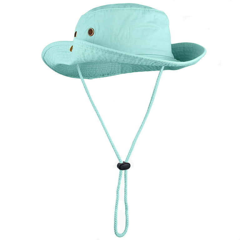 Falari Wide Brim Hiking Fishing Safari Boonie Bucket Hats 100% Cotton UV Sun Protection for Men Women Outdoor Activities S/M Aqua, Adult Unisex, Size