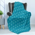 thumbnail image 4 of Blue Soft Flannel Fleece Blanket, Aqua Theme Drops in Hexagons Wave Pattern Geometrical Design Abstract Art, Cozy Plush for Indoor and Outdoor Use, 60" x 80", Sea Blue Dark Seafoam, by Ambesonne, 4 of 5